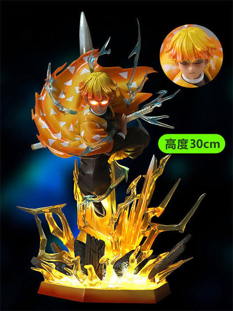 30 cm Zenitsu Demon Slayer Premium Action Figure With Lights and replaceable Head