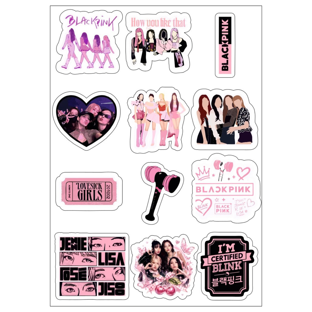 Black Pink Sticker Sheet