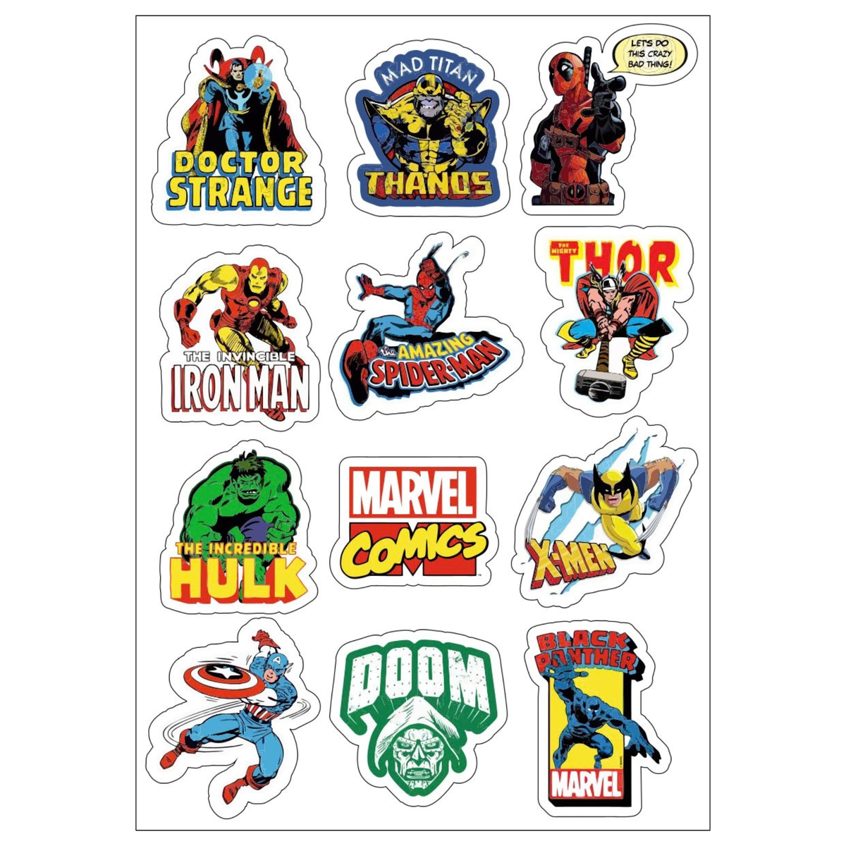 Marvel Comics Sticker Sheet