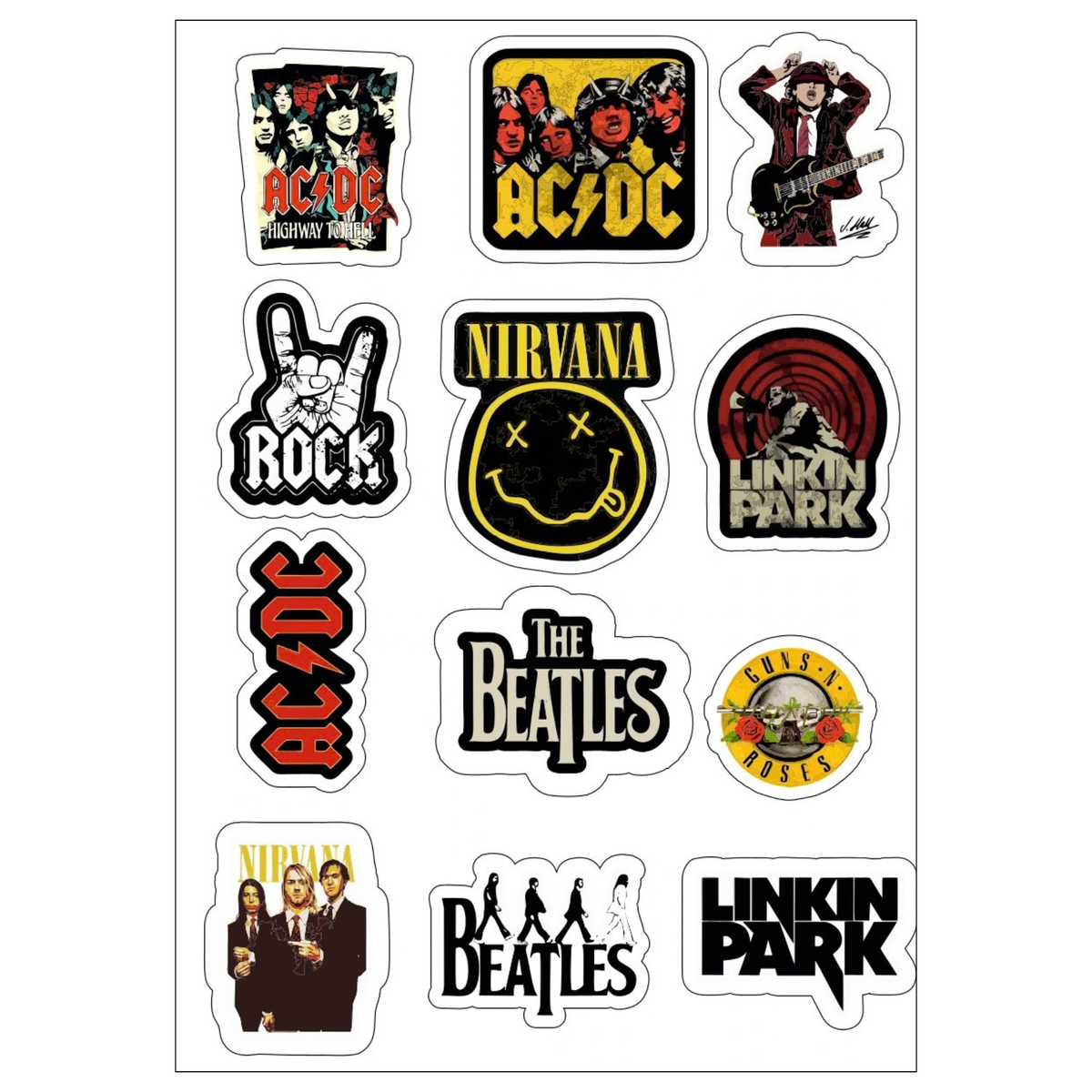 Rock Bands Sticker Sheet