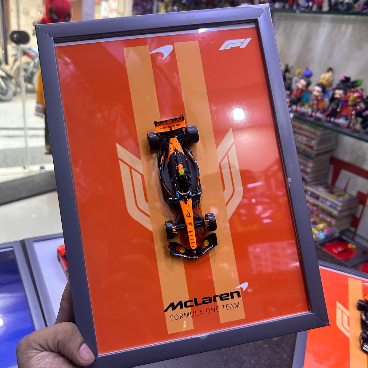 1:48 Scale Bburago Mclaren Lando Norris Formula 1 Car Frame 2 - A4 Size