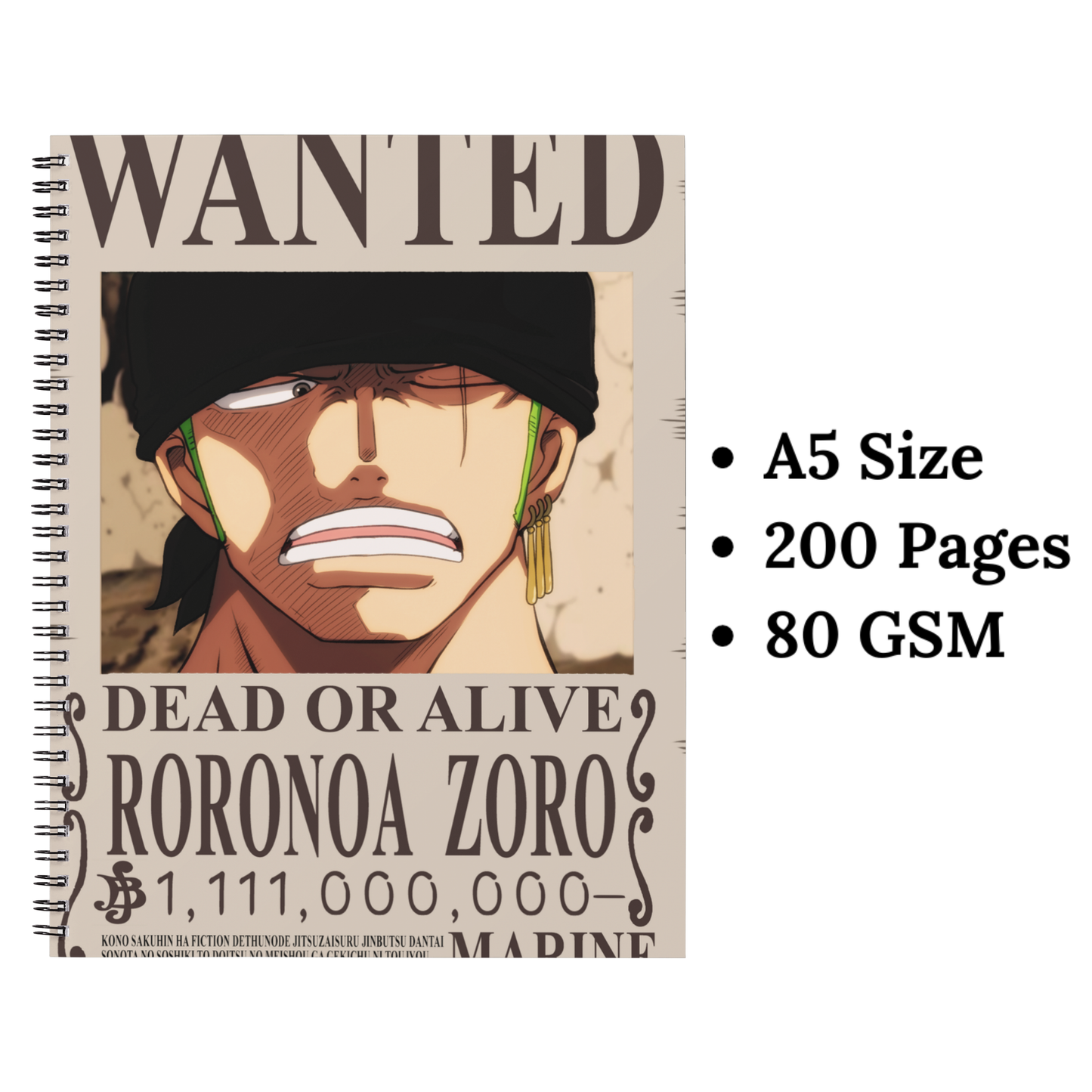zoro wanted wiro notebook