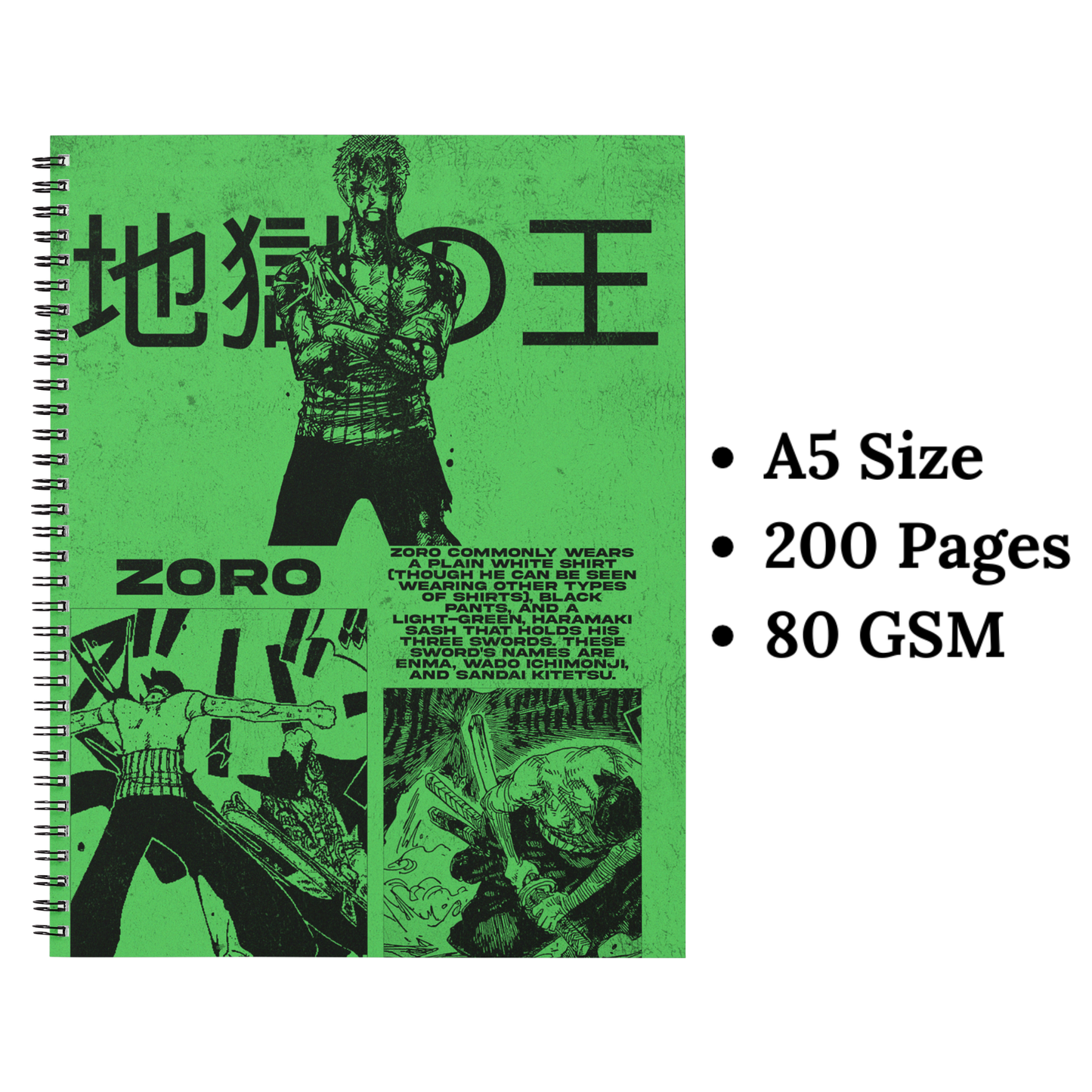 zoro green wiro notebook