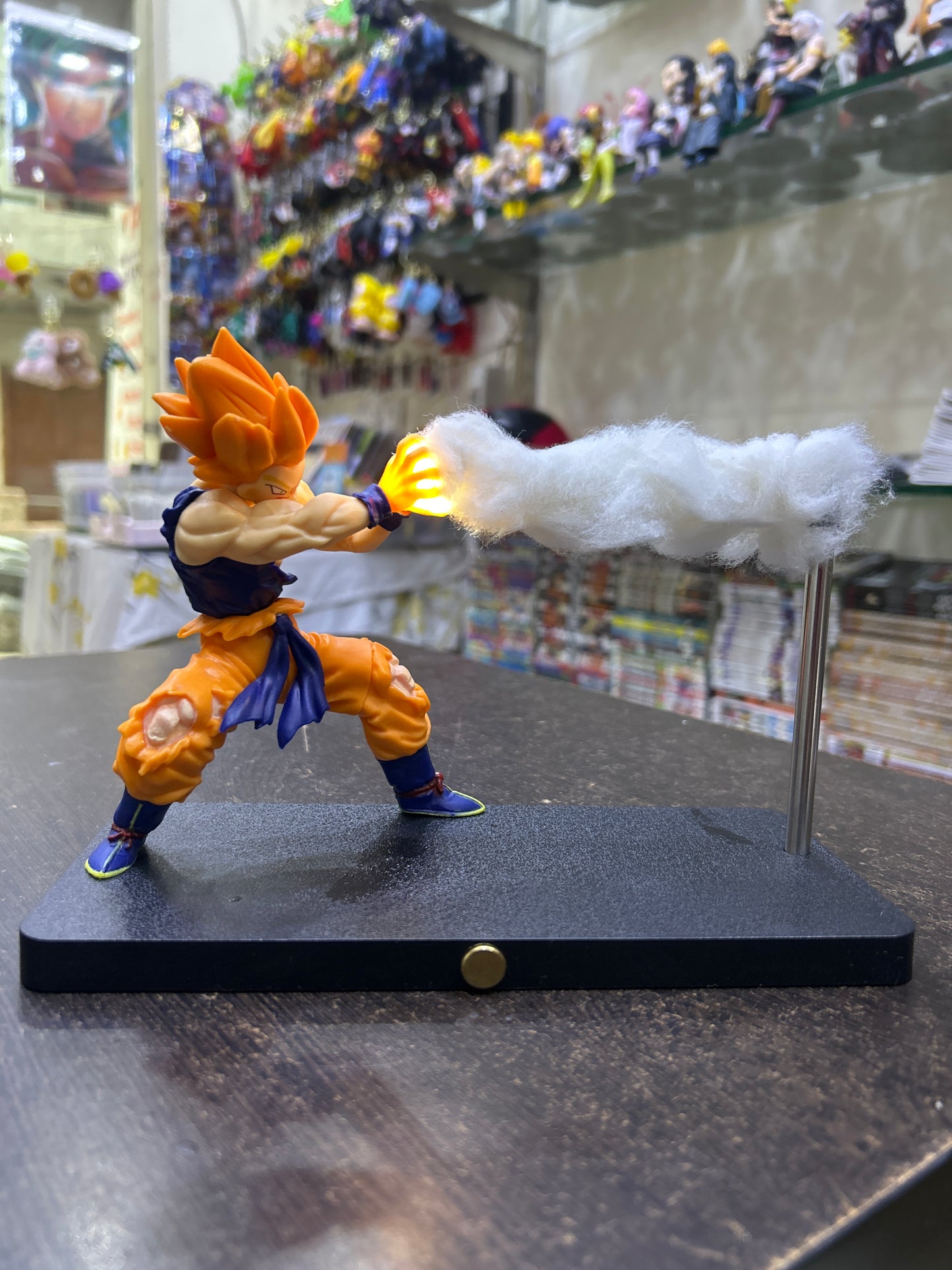 (Defective Piece) Goku Hameha Figure with light - ( just the light string is broken and the light is not travelling through the cloud)(premium Box packing)
