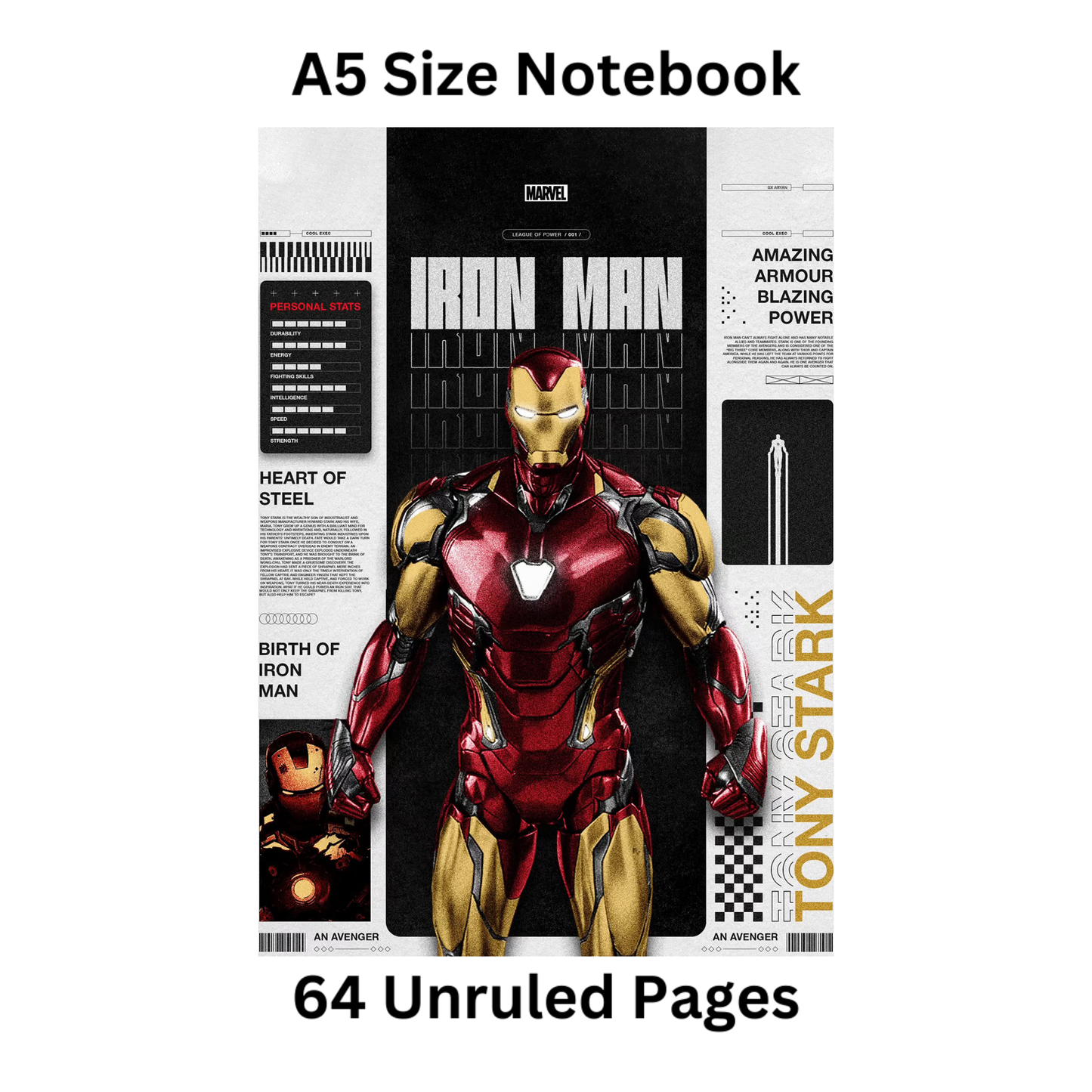 ironman red doodle notebook