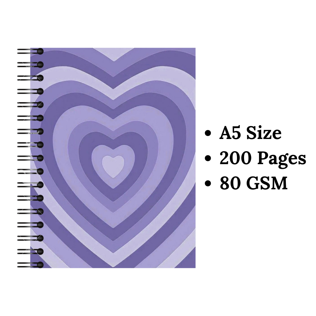 Purple Hearts Wiro Notebook