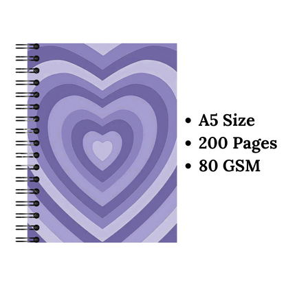Purple Hearts Wiro Notebook