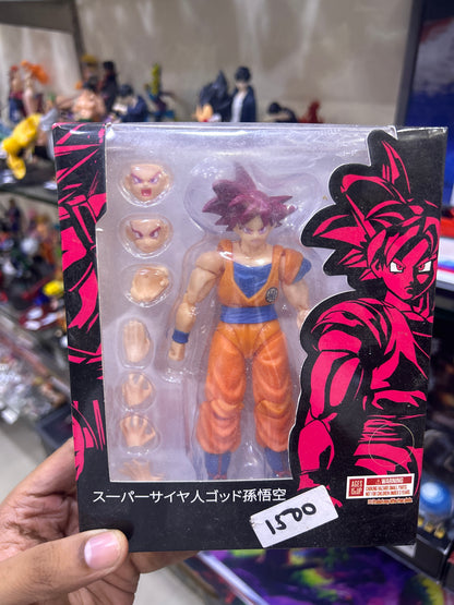 (Defective piece- One shoulder cloth is missing- image attached) Dragon Ball Z Super Saiyan Son Goku Red Hair 15 cm SH Figure Arts Articulation Action Figure