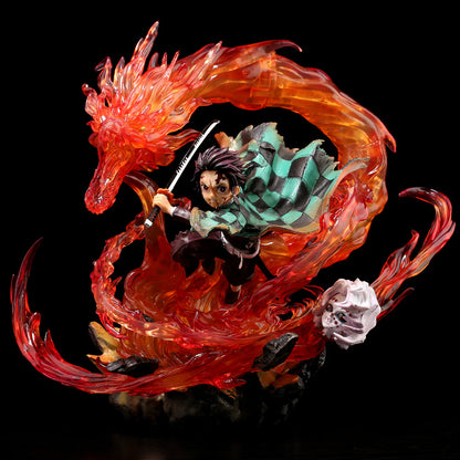 35 cm Premium Demon Slayer Tanjiro Figure with Lights and Replacable Swords and faces