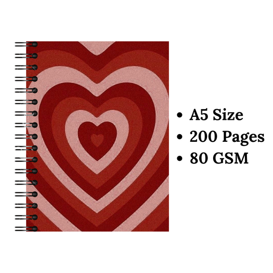 Red Hearts Wiro Notebook