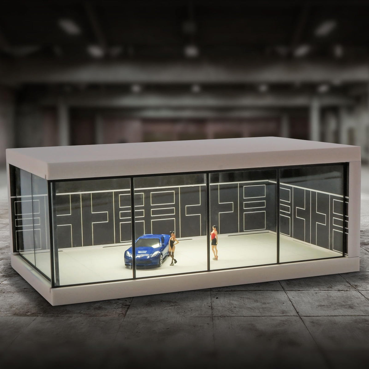 Car Showroom Diorama Black with Led Lights (No Cars)