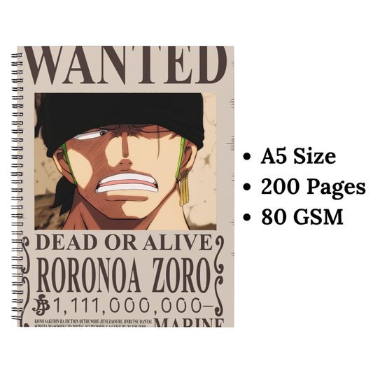 zoro wanted wiro notebook