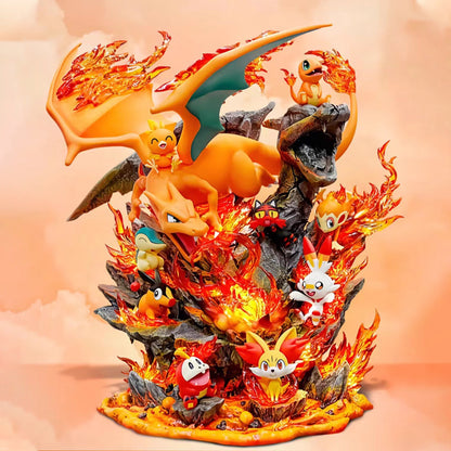 40 cm Highly Detailed Charizard with All Fire Pokemons Premium Figure