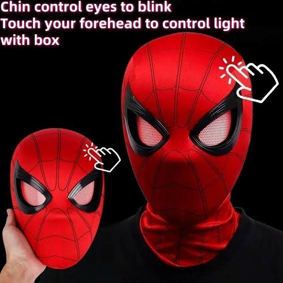 Spiderman Face Mask with LED And Moving Eyes With Jaw Motion (With Box)