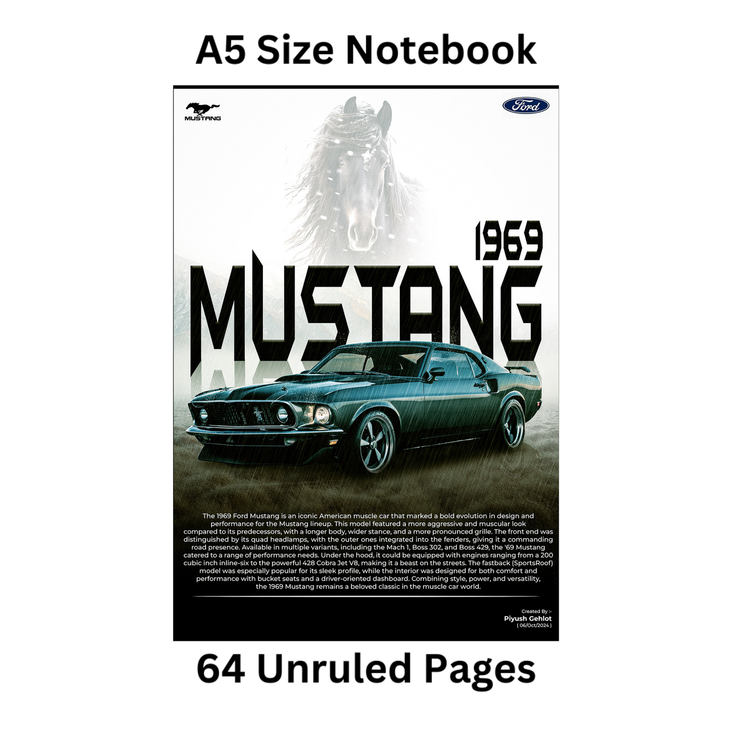 mustang doodle notebook
