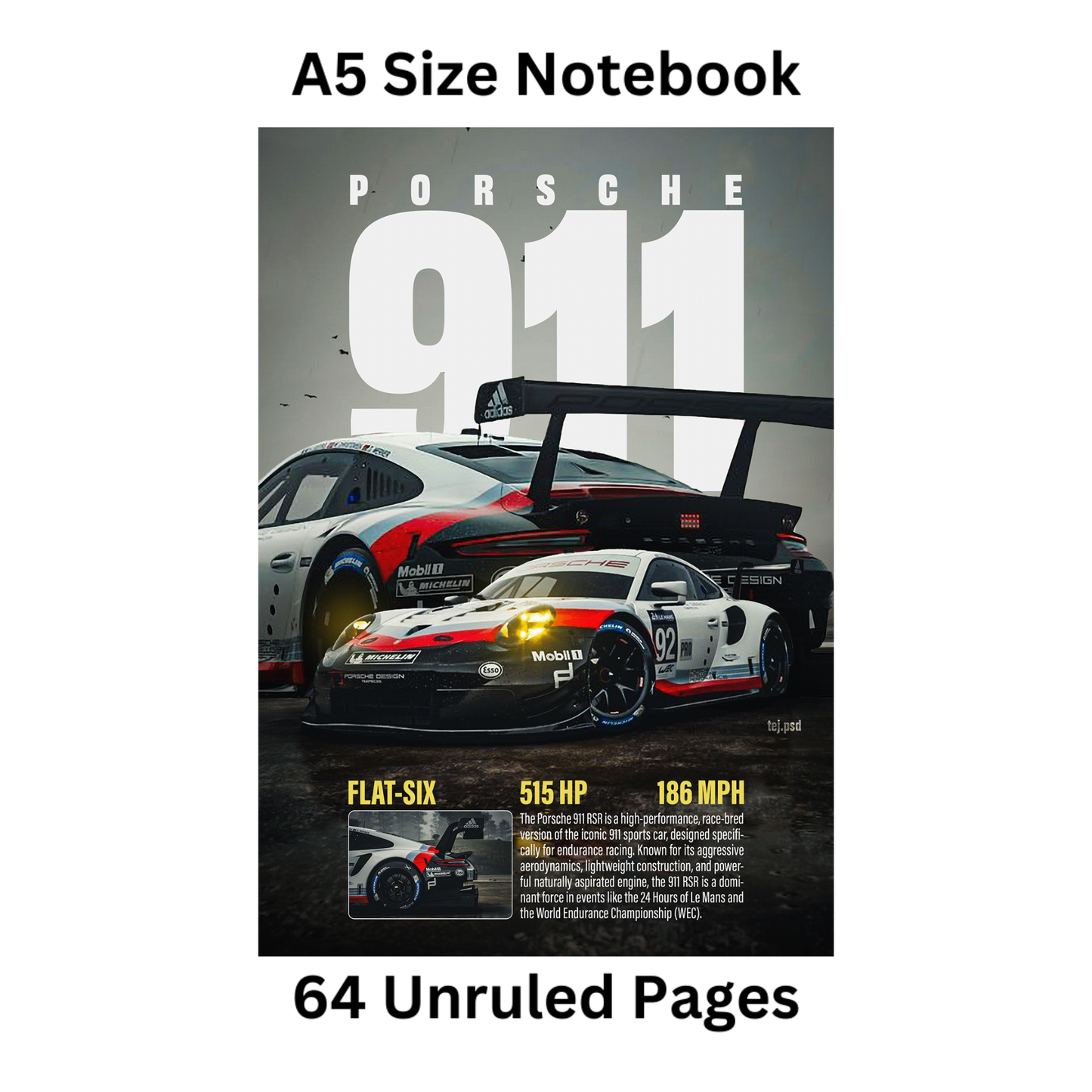 911 Porsche doodle notebook