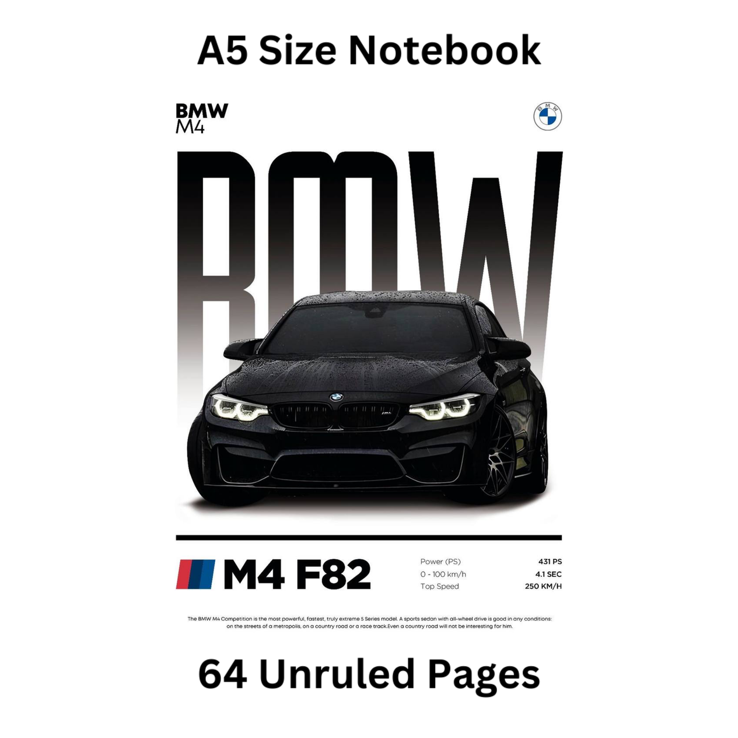 bmw m4 doodle notebook