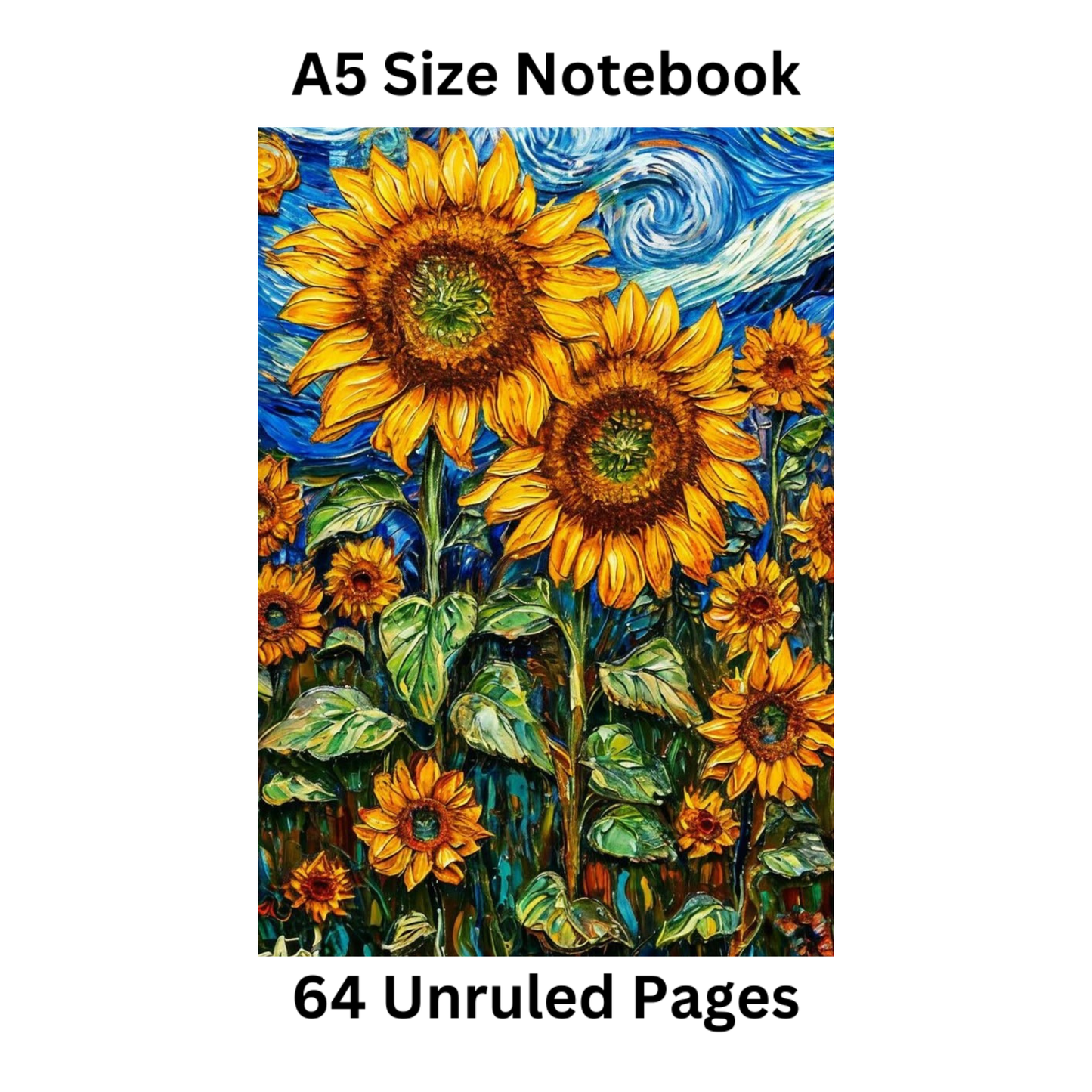 van gogh flower doodle notebook