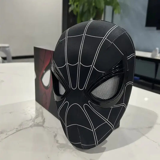 Black Spiderman Face Mask Moving Eyes With Jaw Motion (With Box)