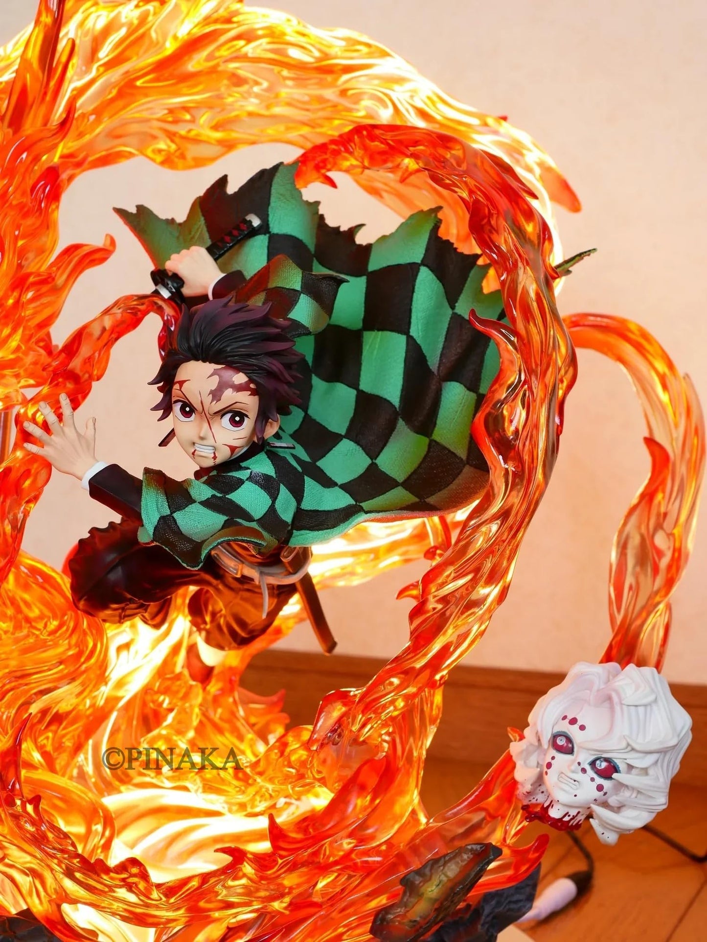 35 cm Premium Demon Slayer Tanjiro Figure with Lights and Replacable Swords and faces