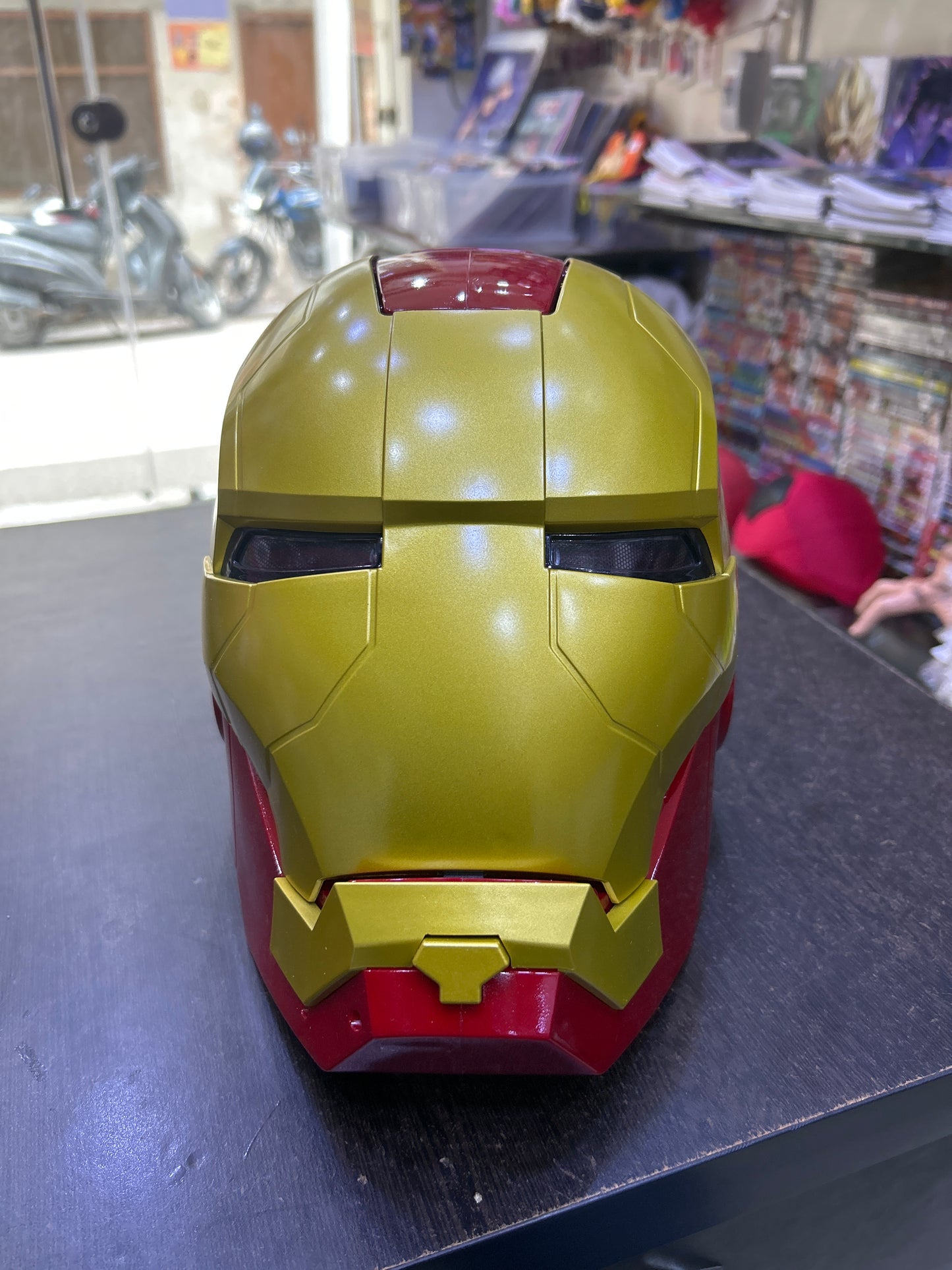 lronman Helmet With Light On Eyes Manual Opening