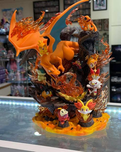 40 cm Highly Detailed Charizard with All Fire Pokemons Premium Figure