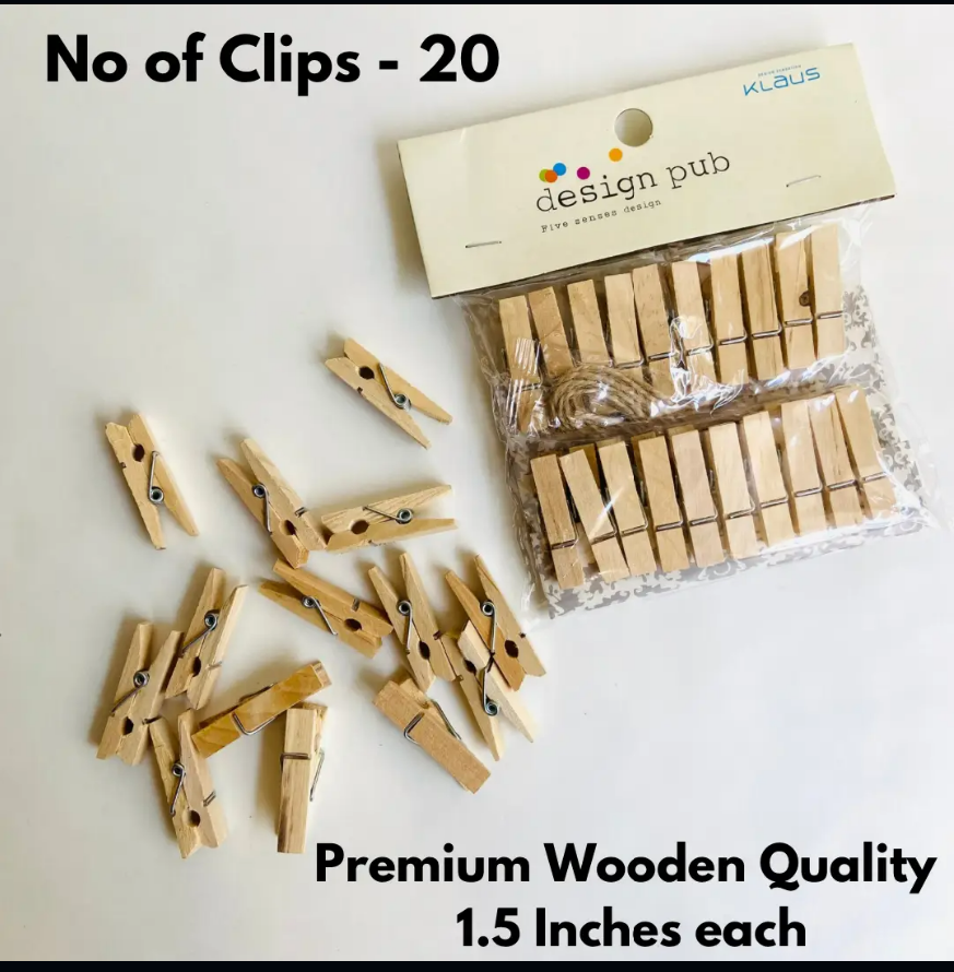 Set Of 20 Wooden Clips